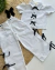 Conjunto de calça e camisa risca de giz com laços veludo Helena