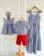 Conjunto de bermuda vermelha e camisa listrada Theo - comprar online