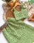 Conjunto de saia midi e cropped flores verde pistache - comprar online