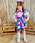 Conjunto de salopete xadrez colorido com azul e camisa branca Elisa na internet