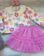 Conjunto de saia tutu e blusa moletom floral