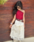 Imagem do Conjunto de saia renda midi e blusa tule um ombro marsala