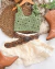Conjunto de saia babados renda off white e cropped verde pistache flores - comprar online