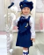 Conjunto de salopete marinho, camisa branca e laço de cabelo Talita - Estilosa Kids / Loja Online Moda Infantil
