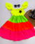 Vestido neon babados estrela preta - Estilosa Kids / Loja Online Moda Infantil