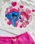 Conjunto de short rosa e jaqueta veludo cotelê off STITCH - Estilosa Kids / Loja Online Moda Infantil
