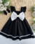 Vestido preto com laço branco Anita