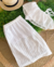 Conjunto de saia listrada com transparência e cropped de um ombro (acompanha short por baixo) - loja online