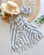 Conjunto de saia midi mullet e cropped listrado de azul Letícia - Estilosa Kids / Loja Online Moda Infantil