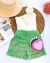 Conjunto de short linho verde e blusa flor um ombro