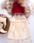 Conjunto de saia renda midi e blusa tule um ombro marsala - comprar online