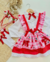 Conjunto de salopete cerejinha e camisa branca Paula (acompanha laço de cabelo) - loja online