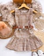 Vestido Tweed xadrez de marrom e azul plissado - comprar online