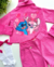 Imagem do Conjunto de short e jaqueta rosa pink veludo STITCH