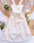 Vestido rendado tela com flores aplicadas - comprar online