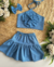 Conjunto de saia e top flor azul Cássia - Estilosa Kids / Loja Online Moda Infantil