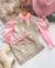 Conjunto de saia franja , camisa rosa e cropped prata courino - Estilosa Kids / Loja Online Moda Infantil