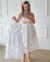 Conjunto de saia midi e top flor branco richilieu Serena - comprar online
