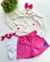 Conjunto de short rosa e jaqueta veludo cotelê off STITCH