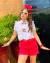 Conjunto de short vermelho e blusa branca aplicação cerejinha Agatha - comprar online