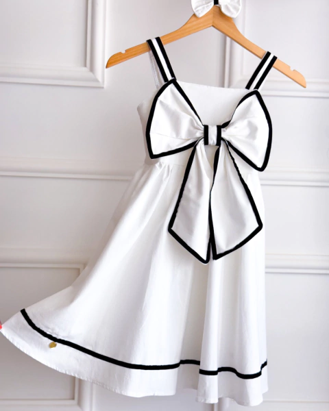 Vestido branco com detalhes pretos Isabela - comprar online