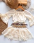Conjunto de saia babados renda e ciganinha off white