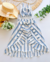 Conjunto de saia midi mullet e cropped listrado de azul Letícia
