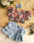 Conjunto de short azul e blusa babados estampado Amanda