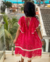 Vestido rosa com detalhes cru rendado Monique - comprar online
