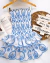 Vestido de lase azul com branco Maluzinha - comprar online