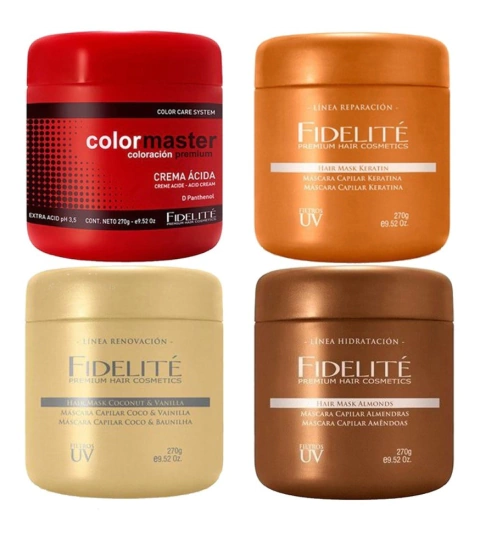 Combo Cronograma Capilar Fidelité Máscaras X4 Kit (Tamaño chico)