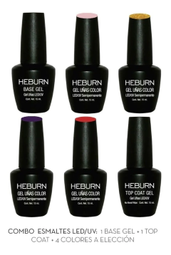 Kit X6 Esmaltes Semipermanentes Heburn P/ Cabina Base + Top + 4 a Elección - comprar online