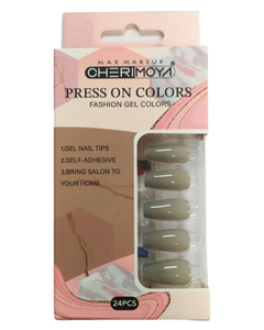 Uñas Autoadhesivas Press On Colors 24 pcs Forma Coffin - Cherimoya