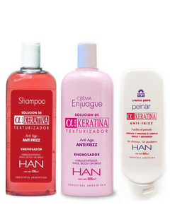 Combo Keratina Han Shampoo + Enjuague 500cm3 + Crema Peinar - comprar online