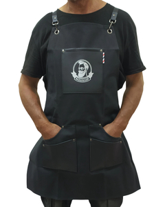 Delantal Barbero BarberShop Gabardina y Cuero Negro - LucyDan - comprar online