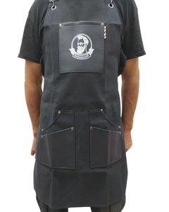 Delantal Barbero BarberShop Gabardina y Cuero Negro - LucyDan - tienda online