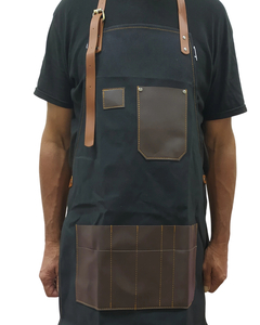 Delantal Barbero Gabardina Y Cuero C/bolsillos Lucydan - comprar online