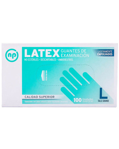Guantes De Látex Examinación Talle L 100u Color Blanco Np