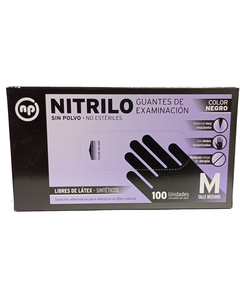 Guantes De Nitrilo Talle M 100u Color Negro Np