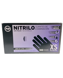 Guantes De Nitrilo Talle Xs 100u Color Negro Np