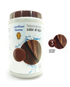 Tintura En Polvo Egyptian Henna Al Agua Tono Castaño Oscuro 500gr