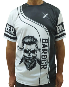 Remera Barberia Estampada Barber Blanca y Negra Talle XL - LucyDan