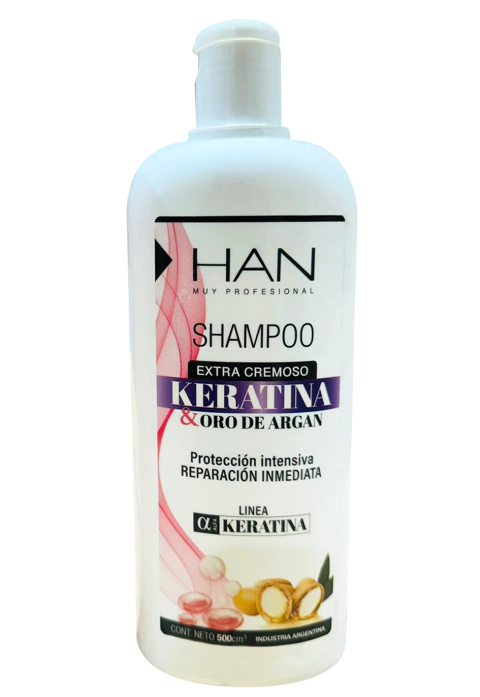 Shampoo Keratina y Oro de Argán 500cm3 - Han