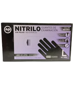 Guantes De Nitrilo Talle L 100u Color Negro Np