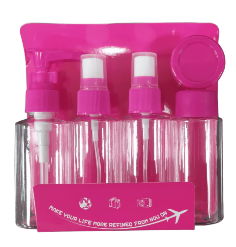 KIT NECESER FRASCOS ENVASES VIAJE PARA RELLENAR - 5 UNIDADES