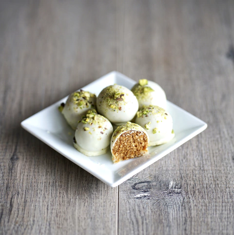 Trufas de Pistacho y Chocolate Blanco