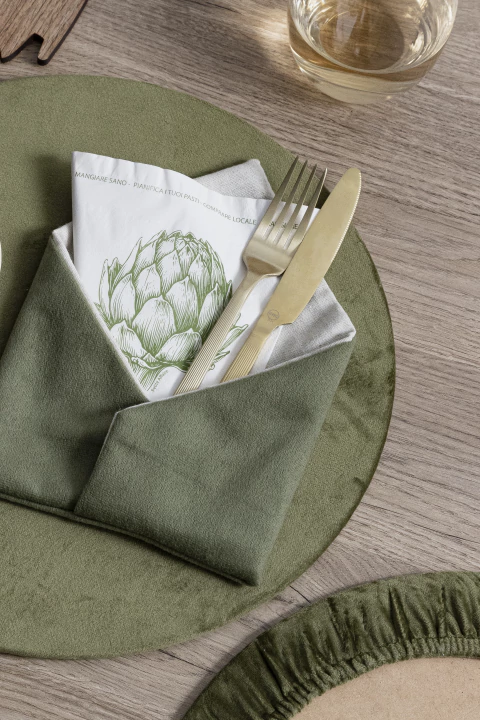 Portacubiertos Velvet Musgo - comprar online