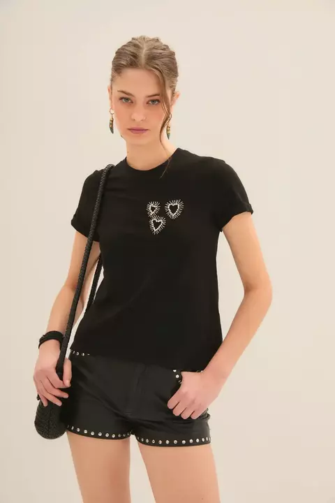 Remera Algodon Mujer Rapsodia Mini Hearts Manga Corta (5328170I) - comprar online