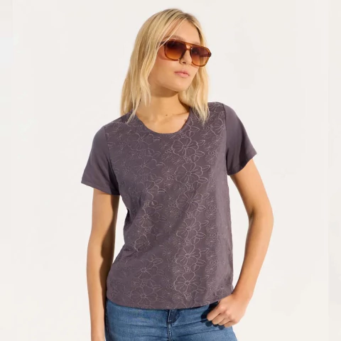 Remera Algodon Mujer Portsaid Bordada New Romantic (AP367602) - tienda online