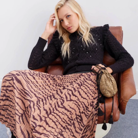 Falda Plisada Mujer Rapsodia Pleats Cebra (5227038C) - comprar online